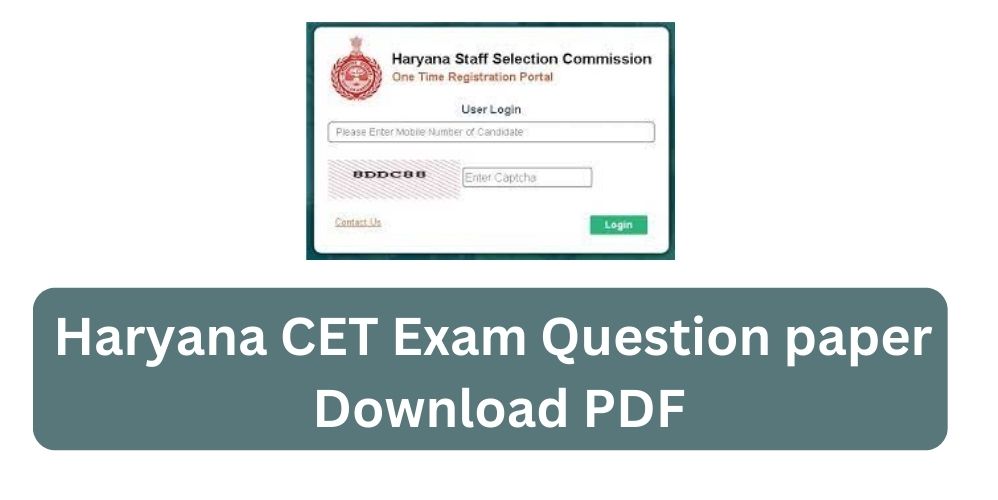 CET Haryana Question Paper PDF Download