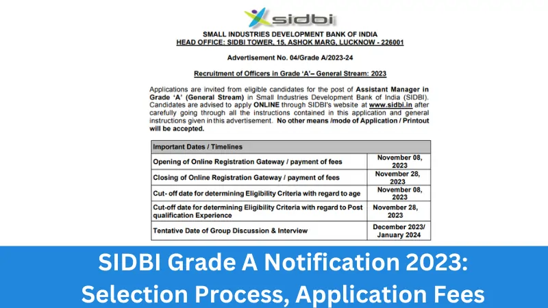 SIDBI Grade A Notification 2023